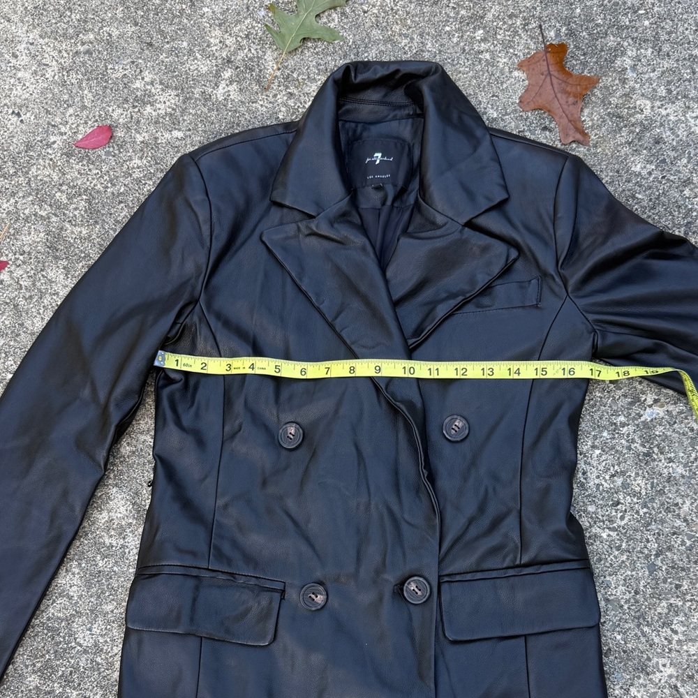 7 For All Mankind dark chocolate brown/ black vegan Leather Jacket - Picture 6 of 11